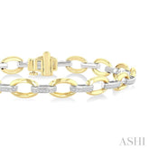 1/3 Ctw Round Cut Diamond Bold Oval Shape Link Bracelet in 10K Yellow and White Gold
